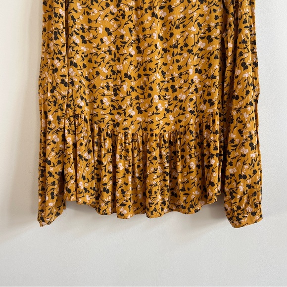 🏷️ SOLD • ANTHROPOLOGIE • Maeve Cheyenne Peplum Blouse in Yellow Motif • Medium - Picture 7 of 10